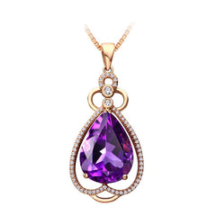 Purple Pear Crystal & 18K Rose Gold-Plated Pendant Necklace