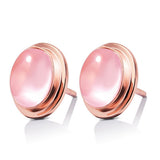 Pink Crystal & 18k Rose Gold-Plated Oval Stud Earrings - streetregion