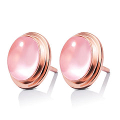 Pink Crystal & 18k Rose Gold-Plated Oval Stud Earrings - streetregion
