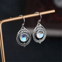 Opal & Silver-Plated Bezel Milgrain Drop Earrings - streetregion