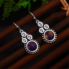 Turquoise & Crystal Silver-Plated Tri-Dot Drop Earrings