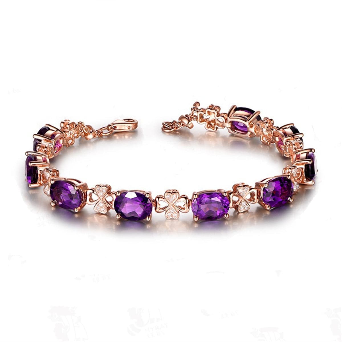 Purple Crystal & Cubic Zirconia Clover Tennis Bracelet