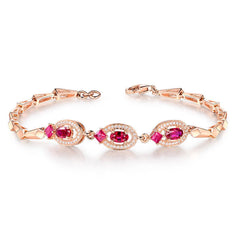 Red Crystal & Cubic Zirconia Three-Ring Bracelet