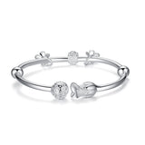 Silver-Plated Ball & Rose Cuff