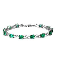 Green Crystal & cubic zirconia Clover Tennis Bracelet - streetregion