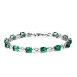 Green Crystal & cubic zirconia Clover Tennis Bracelet - streetregion