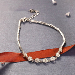 cubic zirconia & Fine Silver-Plated Seven-Flower Bracelet - streetregion