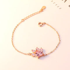 Pink Crystal & 18K Rose Gold-Plated Crystal Paw Print Charm Bracelet