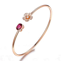 Red Crystal & 18K Rose Gold-Plated Flower Cuff