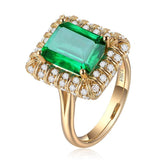 Green cubic zirconia & Crystal Emerald-Cut Halo Ring - streetregion