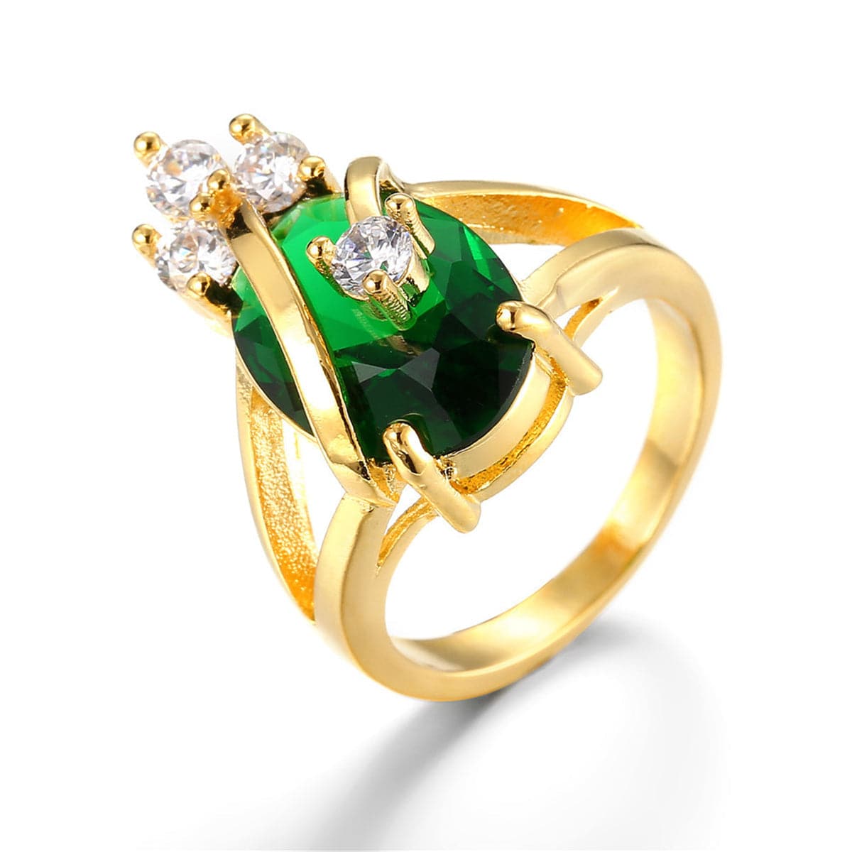 Green Crystal & cubic zirconia Oval-Cut Ring - streetregion