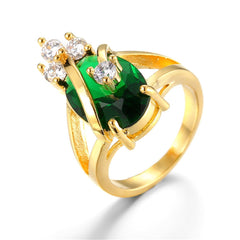 Green Crystal & cubic zirconia Oval-Cut Ring - streetregion