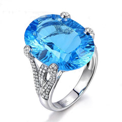 Ocean Blue cubic zirconia & Crystal Oval-Cut Ring - streetregion