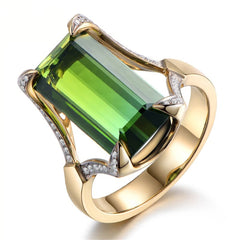 Green cubic zirconia & Crystal Baguette-Cut Ring - streetregion