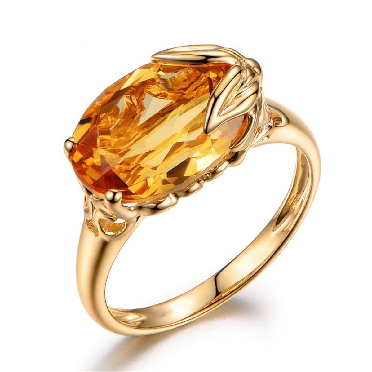 Yellow Crystal & 18K Gold-Plated Floral Ring