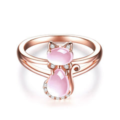 Pink Crystal & Cubic Zirconia Kitty Club Ring