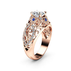 Blue Crystal & cubic zirconia Filigree Illusion Cocktail Ring - streetregion