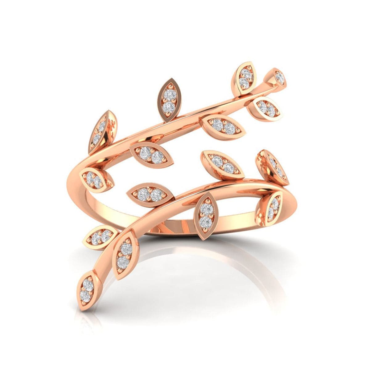 cubic zirconia & 18k Rose Gold-Plated Vine Bypass Ring - streetregion
