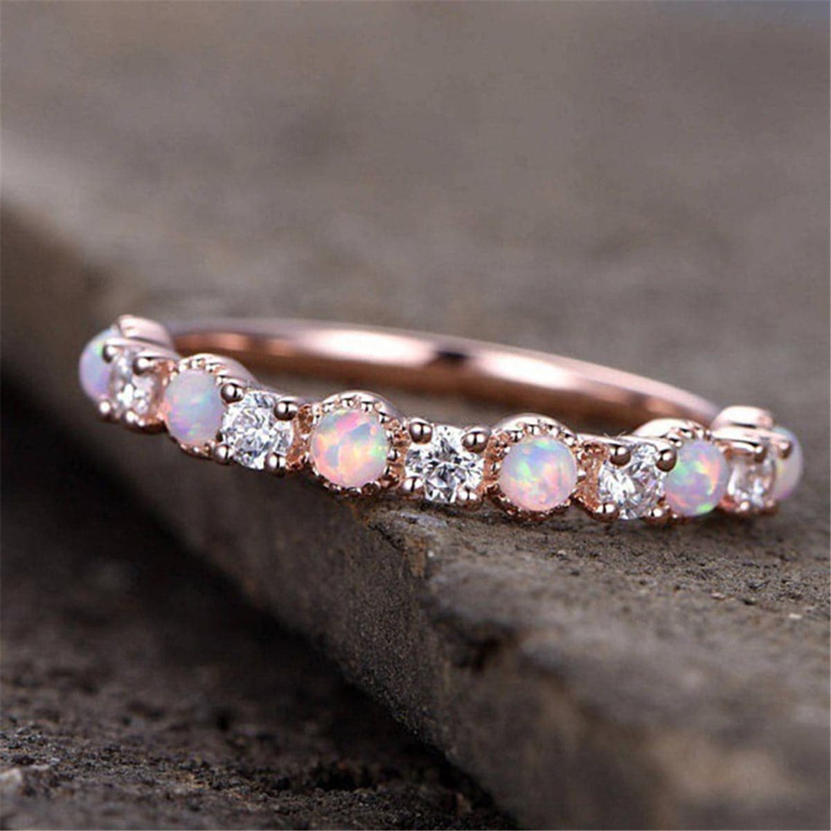 Pink Opal & cubic zirconia Ring - streetregion