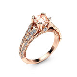 Pink cubic zirconia & 18k Rose Gold-Plated Flower Edge Ring - streetregion