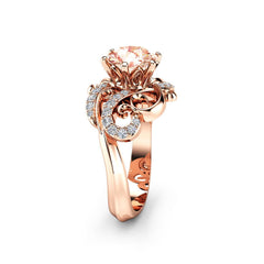Champagne Crystal & cubic zirconia Filigree Floral Ring - streetregion
