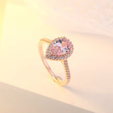 Pink Crystal & Cubic Zirconia Pear-Cut Halo Ring