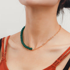 Green Quartz & 18K Gold-Plated Beaded Chain Necklace