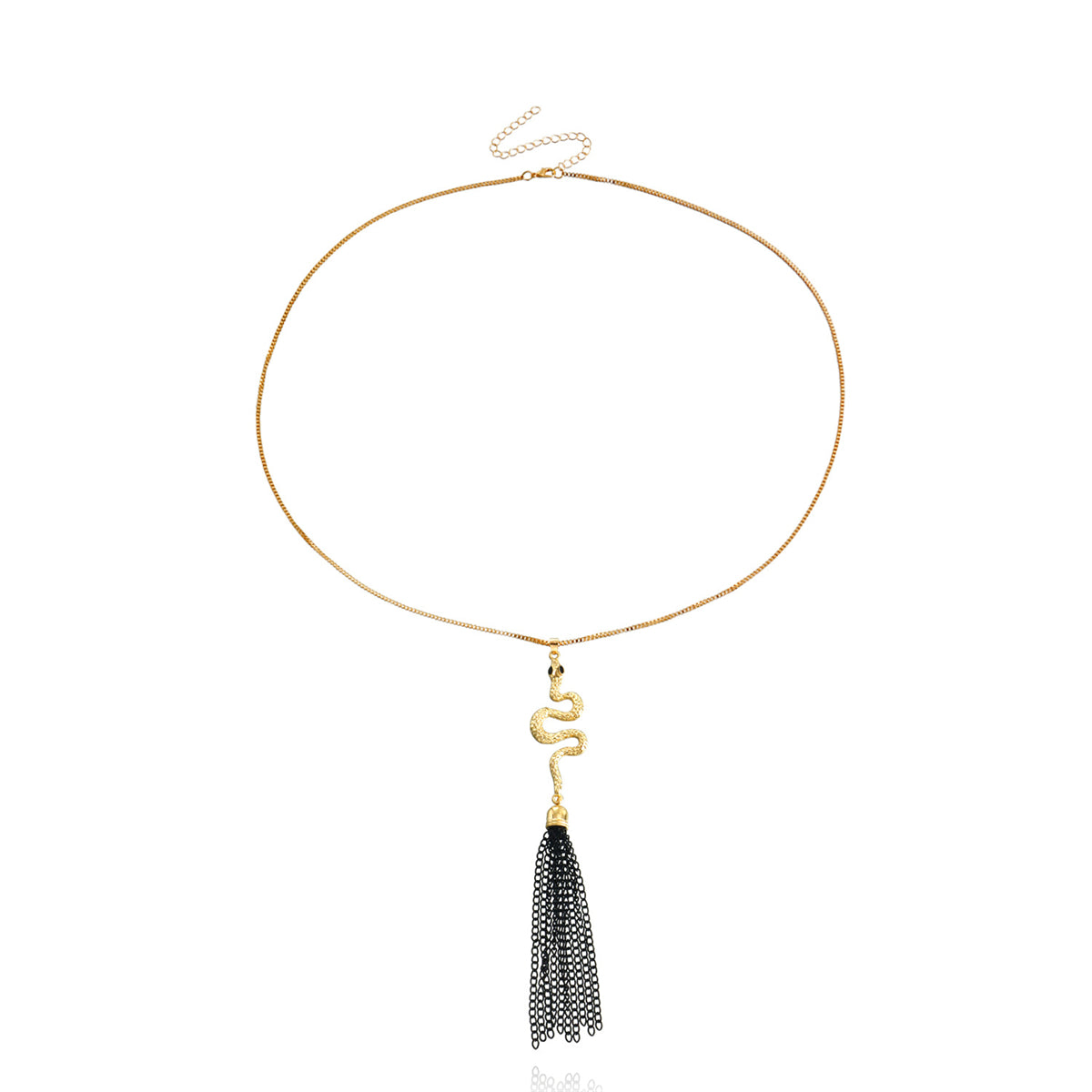 Cubic Zirconia & 18K Gold-Plated Snake Tassel Pendant Necklace