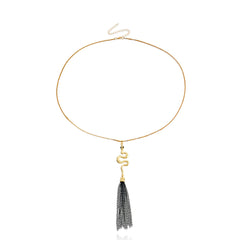 Cubic Zirconia & 18K Gold-Plated Snake Tassel Pendant Necklace