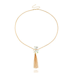 Clear Resin & 18K Gold-Plated Bear Tassel Pendant Necklace