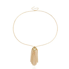 Cubic Zirconia & 18K Gold-Plated Heart Tassel Pendant Necklace