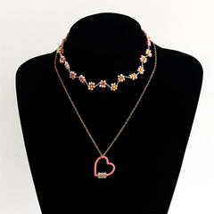 Pink Howlite & Cubic Zirconia Heart Pendant Necklace