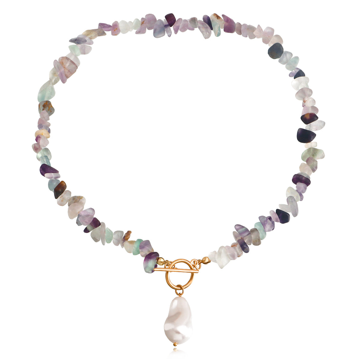 Pearl & Purple Irregular Resin 18K Gold-Plated Pendant Toggle Necklace