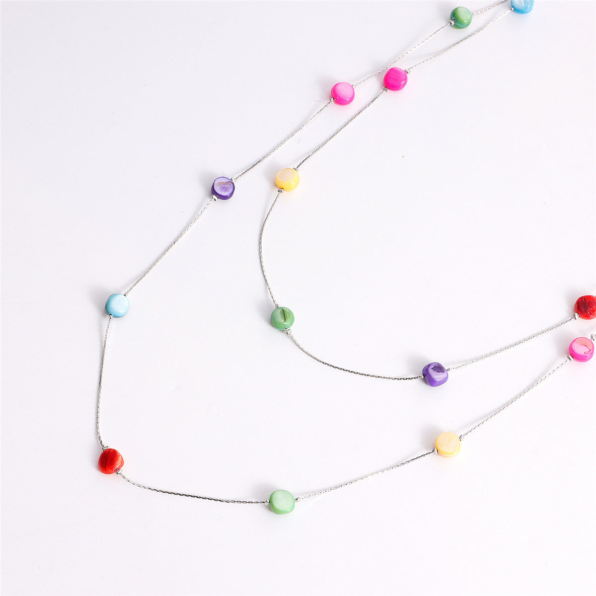 Multicolor Quartz and Silver-Plated Layered Necklace, silver pendant necklace for women, everyday style, lifestyle look