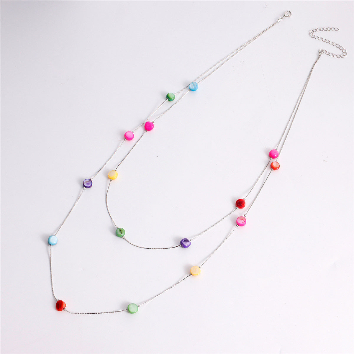 Multicolor Quartz and Silver-Plated Layered Necklace, silver pendant necklace for women, everyday style, styled look