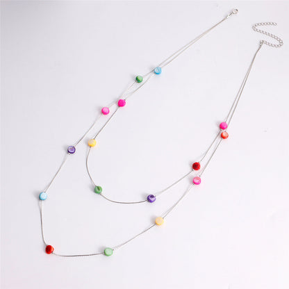 Multicolor Quartz and Silver-Plated Layered Necklace, silver pendant necklace for women, everyday style, styled look