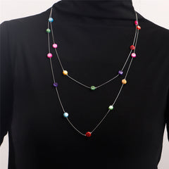 Multicolor Quartz & Silver-Plated Layered Necklace