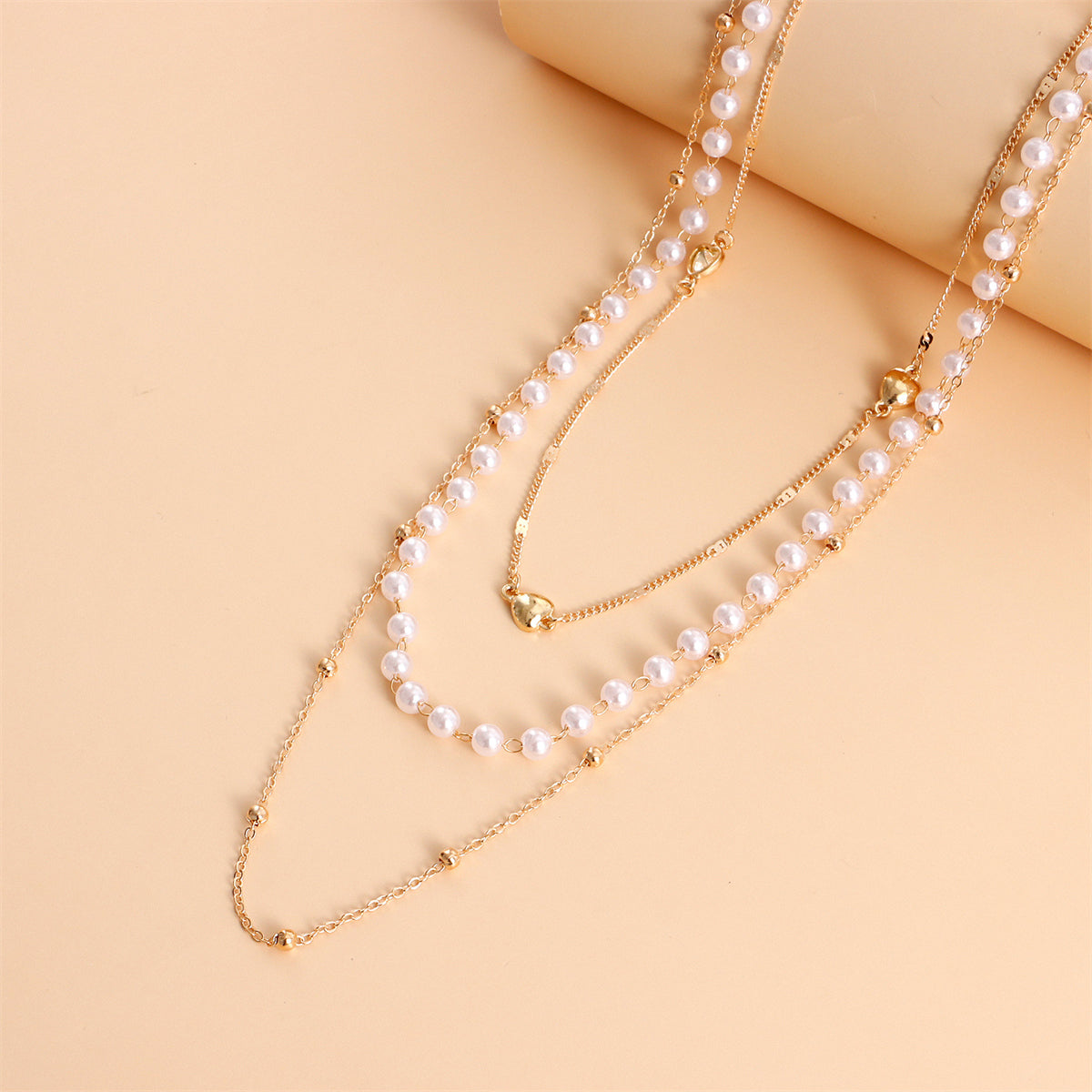 Pearl and 18K Gold-Plated Layered Necklace, gold pendant necklace for women, elegant gift for her, styled look