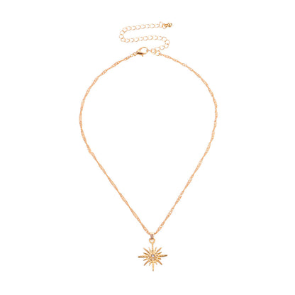 Cubic Zirconia and 18K Gold-Plated Star Pendant Necklace, gold pendant necklace for women, detail close-up