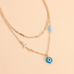 Turquoise & Cubic Zirconia 18K Gold-Plated Evil Eye Pendant Necklace