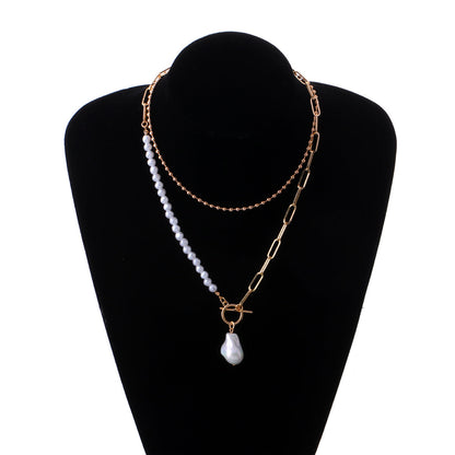 Pearl and 18K Gold-Plated Baroque Toggle Necklace Set, jewelry gift sets for women, everyday style, lifestyle look