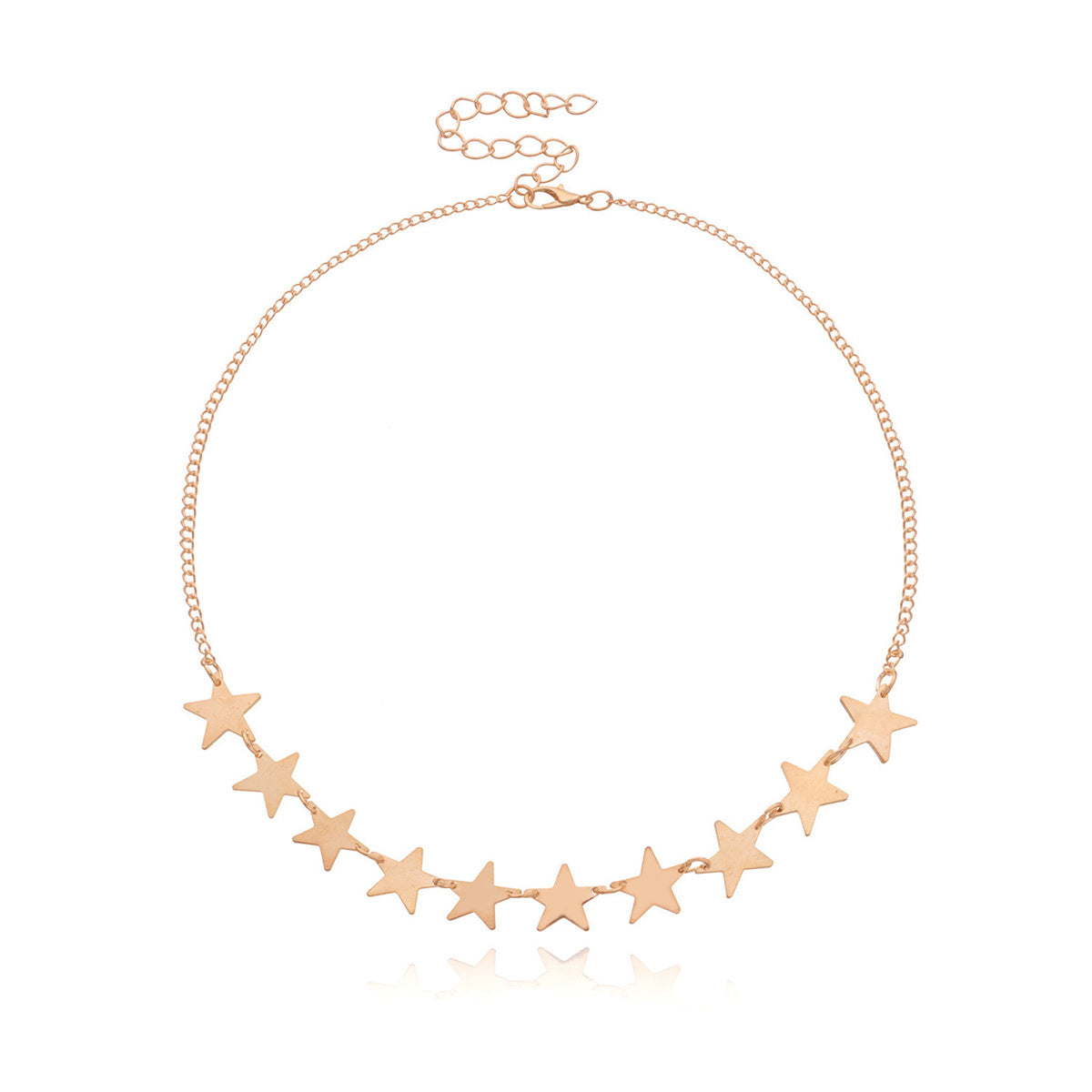 18K Gold-Plated Star Chain Statement Necklace, gold pendant necklace for women, botanical inspired, side view