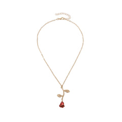 Red Enamel & 18K Gold-Plated Rose Pendant Necklace