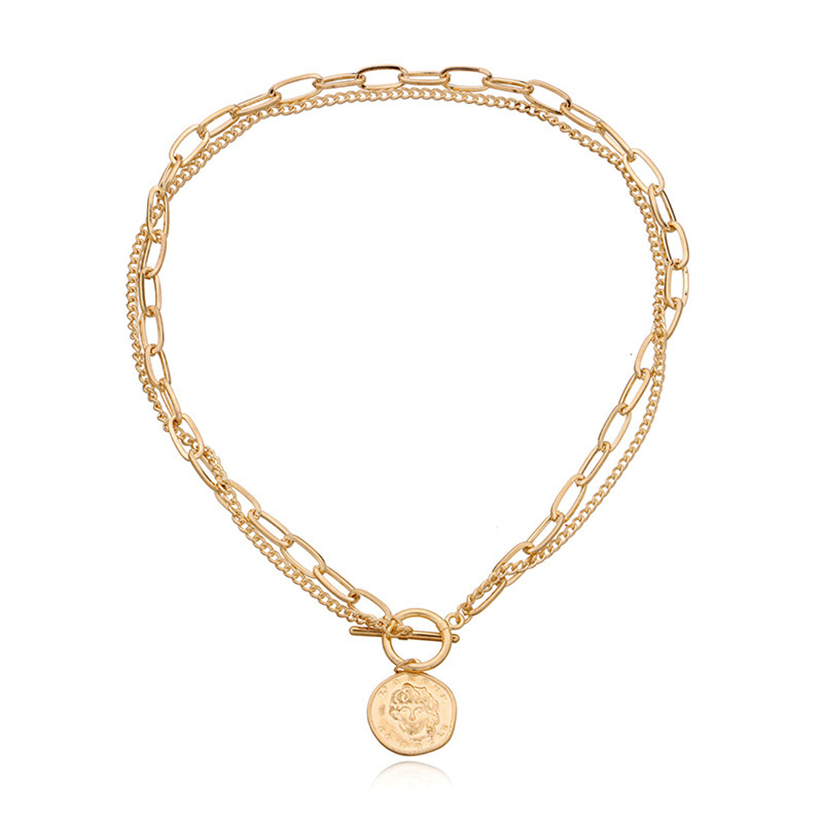 18K Gold-Plated Coin Layered Pendant Necklace, gold pendant necklace for women, everyday style, lifestyle look