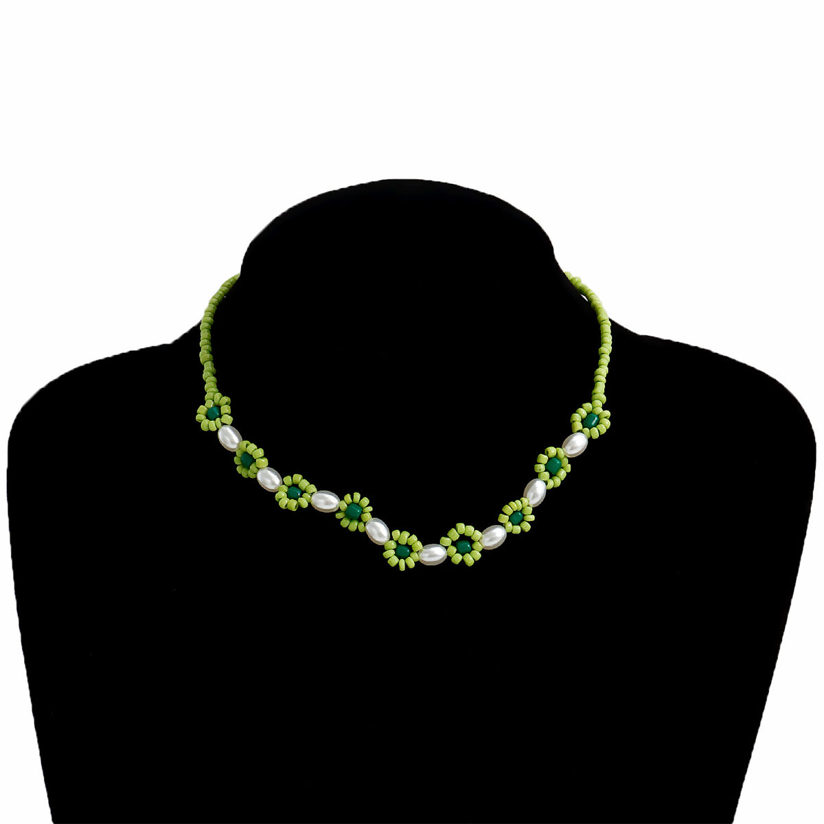 Green Howlite & Pearl Mum Station Necklace
