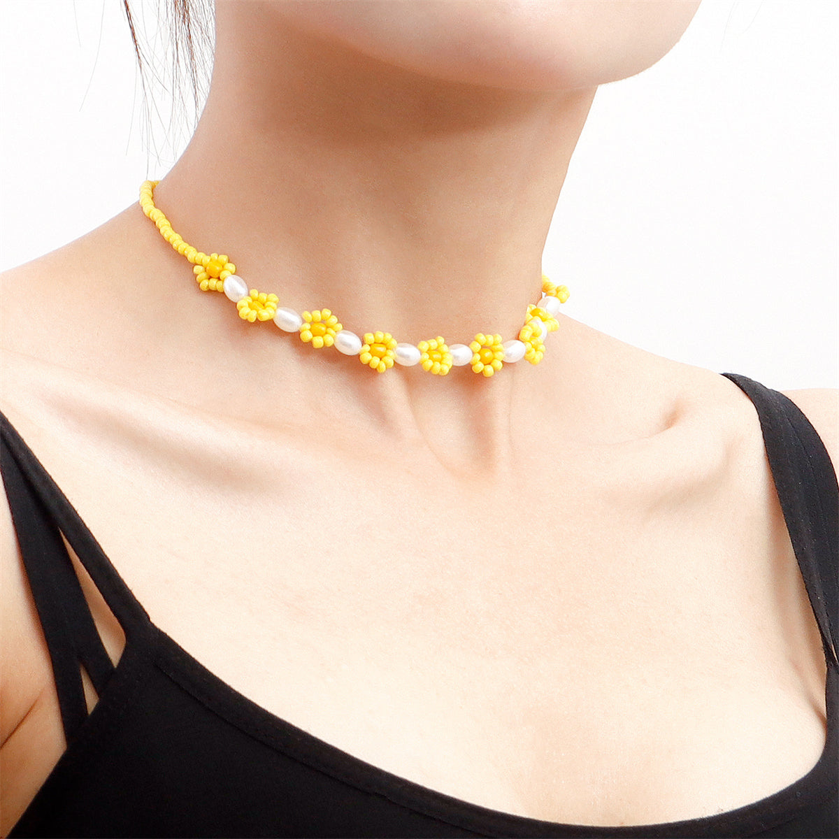 Yellow Howlite & Pearl 18K Gold-Plated Beaded Station Necklace