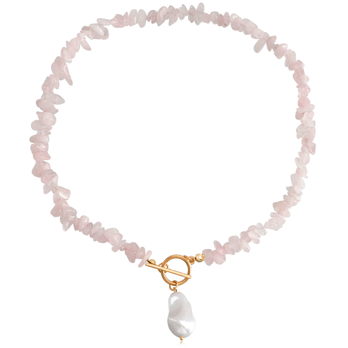 Pearl & Pink Irregular Resin 18K Gold-Plated Drop Pendant Toggle Necklace