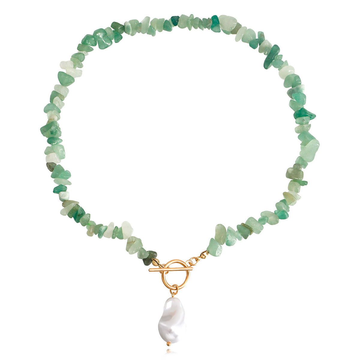 Pearl & Green Irregular Resin 18K Gold-Plated Drop Pendant Toggle Necklace