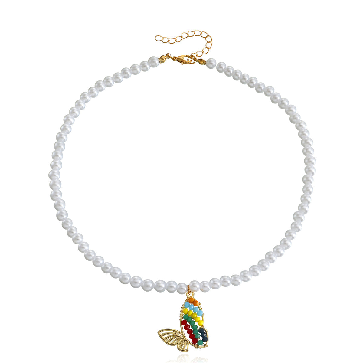 Pearl & Howlite 18K Gold-Plated Butterfly Pendant Necklace
