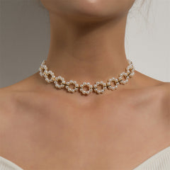 Pearl & 18K Gold-Plated Circle Choker Necklace
